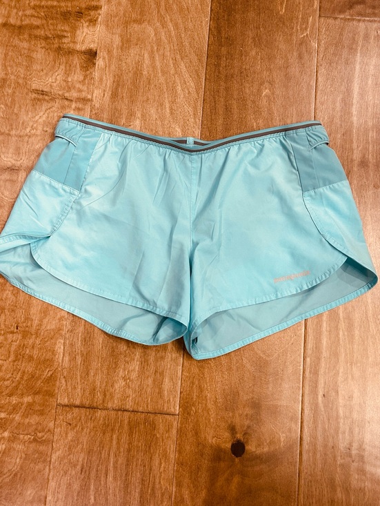 Patagonia Pants - Patagonia green blue running shorts with built in underwear medium semi low rise